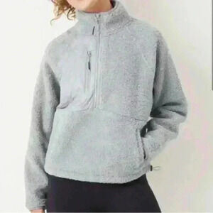 JoyLab Gray Women's 1/2 Zipper Sherpa Pullover Sweatshirt Size S
